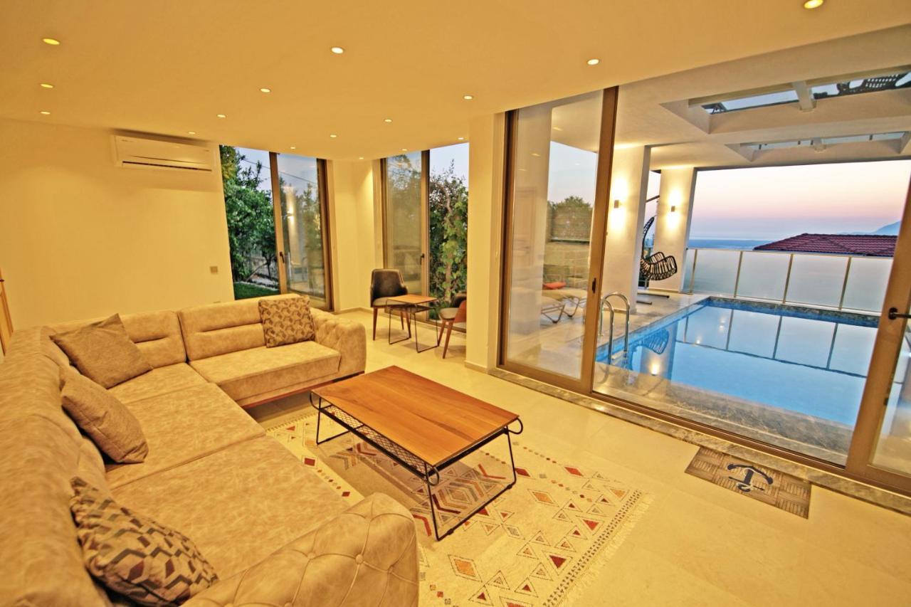 Villa With A Private Heated Pool, Jacuzzi, Overlooking Spectacular Views Of The Sea Kaş Kültér fotó